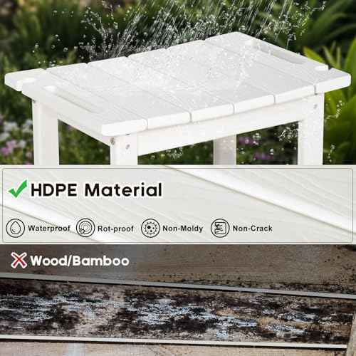 NALONE Shower Bench, HDPE Shower Benches with Storage Shelf & Handles, Indoor and Outdoor Use (White)