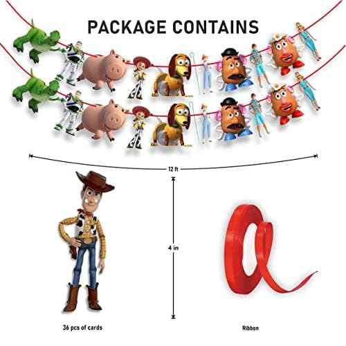 Toy Stry Garland Decoration for Birthday Party ? Cartoon-Inspired Hanging Banner with Cowboy and Space Hero Theme ? Reusable Party Garland ? Wall Backdrop or Toy-Themed Celebration Decoration
