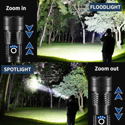 Flashlights High Lumens Rechargeable, 4Pack Rechargeable Flashlights, Super Bright Flashlight, 5Mode Tactical Flashlights High Lumens, LED Flashlight High Powered, Waterproof Flash Light LED