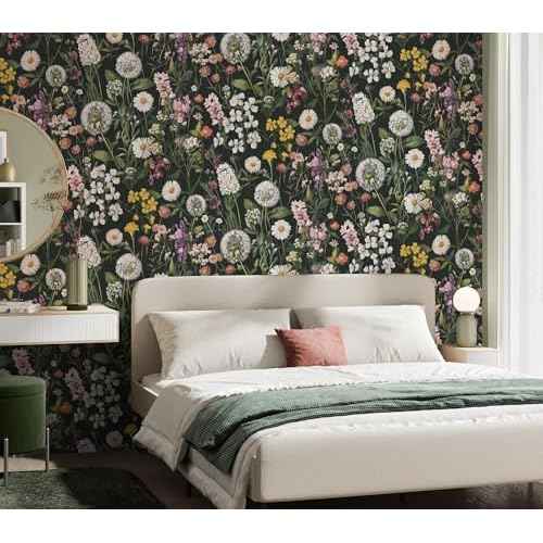 Floral Peel and Stick Wallpaper Floral Leaf Contact Paper 16.9inch x 118.1inch Boho Peel and Stick Wallpaper Green Removable Self Adhesive Flower Contact Paper for Bedroom Decorative Vinyl