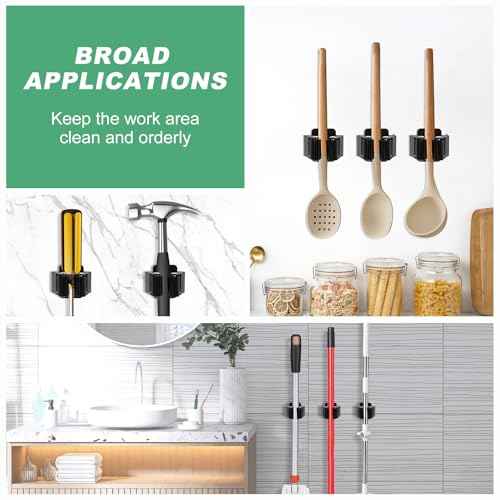 30PCS Broom Holder Wall Mount Stainless Steel Mop Hanger with Installation Screws Space Saving Broom and Mop Holder Reusable Garden Tool Organizer for Garage Laundry Room Bathroom