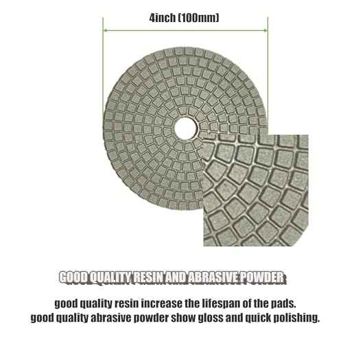 Diamond Polishing Pads 4 Inch Wet Dry Set 9 Pieces for Concrete Marble Quartz Stone Countertop Granite Polishing and Sanding disc Include 5/8"-11thread Backer pad and Drill Adapter