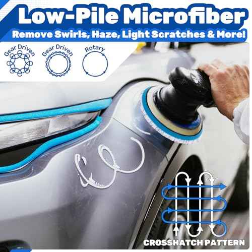 Microfiber Polishing Pad, 3Pcs 5Inch 125mm Microfiber Cutting Finishing Disc with Hook & Loop Backing for Car Buffer Polisher Cutting Buffing Waxing and Polishing