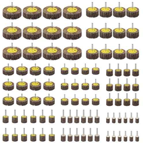 Rocaris 96 Pack 1/4" Abrasive Flap Wheel Sander Set, 80 Grit Aluminum Oxide Flap Wheels Cylindrical Shape Sanding Wheel, 8 Sizes