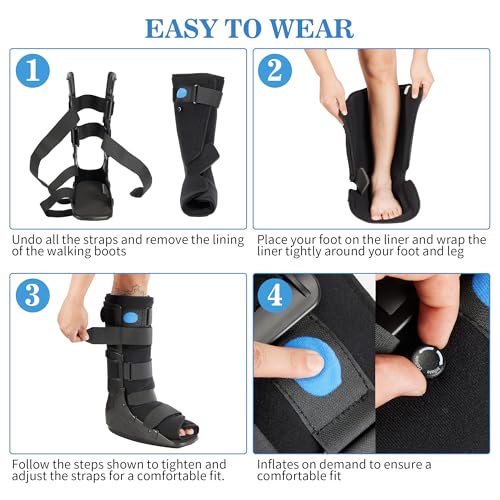 Medibot Air Cam Walker Tall Fracture Boot, Medical Recovery Walking Boot for Broken Foot, Sprained Ankle, Fractures, Adjustable Air Bladders, Universal Fit for Men & Women, Left or Right Foot(Medium)