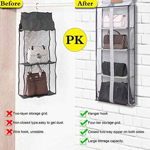 Purse organizer for closet, Easy Access Wardrobe Tote Bag Purse Storage Holder Over The Door Space Saving Shelf Pocket for Bedrooms Living Room