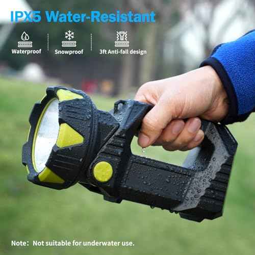 LED Spotlight, 10000 Lumens Rechargeable Flashlight, 90¡Æ Rotate, 8 Modes with Cob& Tail Light, IPX5 Waterproof,4800mAh Battery, Handheld Flashlight for Camping, Emergency