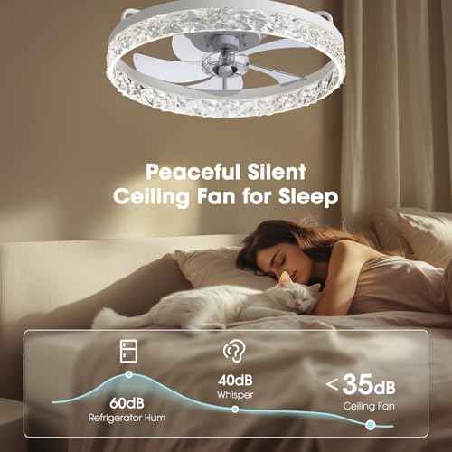 Ceiling Fans with Lights and Remote, 20¡± Ceiling Fan with 3 Blades, Modern Low Profile Ceiling Fan, Noiseless Reversible DC Motor for Bedroom Living Room