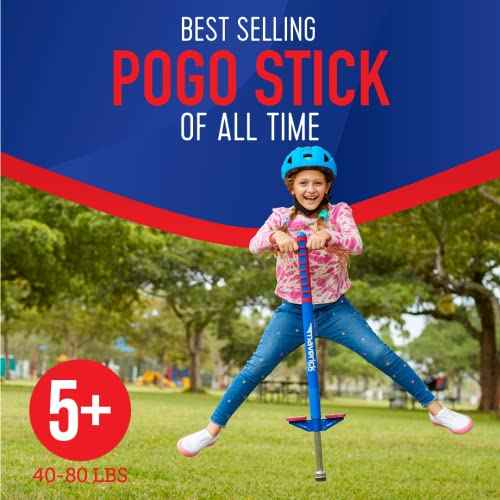 Flybar Maverick Foam Pogo Stick for Kids Age 5 and Up, 40 to 80 Pounds, Pogo Stick for Boys and Girls (Red/Blue)