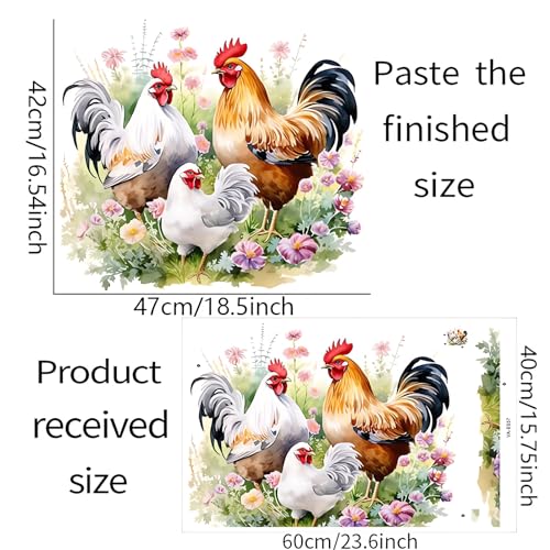 Chicken Family Wall Stickers, sacinora Rooster Hen Chicks Farm Idyllic Wall Decals Removable Vinyl Peel and Stick for Farmhouse Kitchen Dining Room Nursery Pantry Home Decorations
