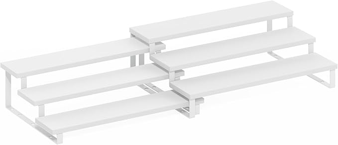 Furinno RAVEL Kitchen Countertop Organizer Set of 2, 3-Tier Nesting Metal Frame Counter Shelves, Kitchen Storage, Expandable, Spice Rack, for Pantry, Coffee Bar, White