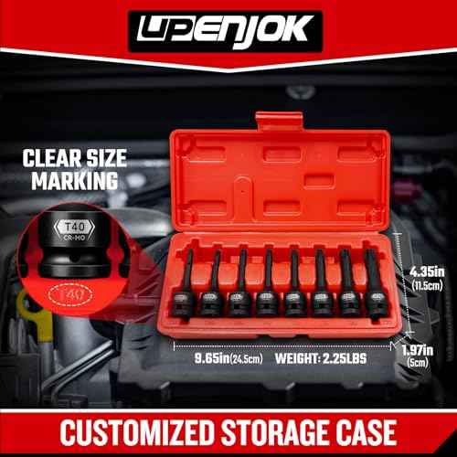 8-Pieces 1/2" Drive Impact Torx Bit Socket Set, T30 T40 T45 T47 T50 T55 T60 T70, Impact Star Bit Socket Set with Storage Case, Professional Master Repair Socket Kit, Cr-Mo Steel