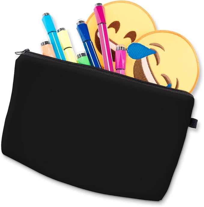Deanfun Makeup Case Small, Cosmetic Zipper Bag Waterproof for Purse Mini, Women Cute Traveling Accessories Pouch for Ladies Thanksgiving Christmas Gifts(Solid Black D2-51705) 8.65" x 5.35" x 0.78"