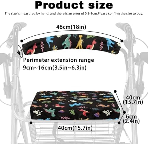 Dinosaur Walker Seat Cover for Seniors - Cute Pattern Rollator Accessories With Backrest Cover - Decorative Gifts for Men