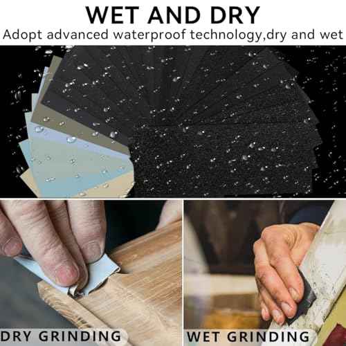 Sandpaper 36 Sheets 280/320/400/600/800/1000/1500/2000/3000 grit Assorted Wet Sanding Paper Automotive Sandpaper Assortment, for Car Wood Metal Furniture 9x3.6 Inch