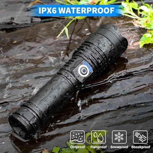 Rechargeable Led Flashlights high lumens, 2 Packs 99000 Lumen Super Bright Flashlight with 5 Modes, Powerful Waterproof Flash Light for Home,Emergencies,Camping