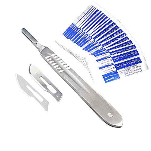 1 Stainless Steel Scalpel Knife Handle #4 With 20 Sterile Scalpel Blades #21 & #24 (AAPro Brand)