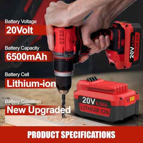 energup 20V 6.5Ah Replace for Craftsman 20V Battery V20 Lithium Battery for CMCB205 CMCB204 CMCB206 CMCB202 CMCB201 for 20V Craftsman Outdoor Power Tools
