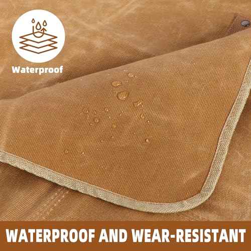 Men's Waxed Canvas Woodworking Apron With Pockets Heavy Duty Workshop Apron Adjustable Cross Straps to S-3XL