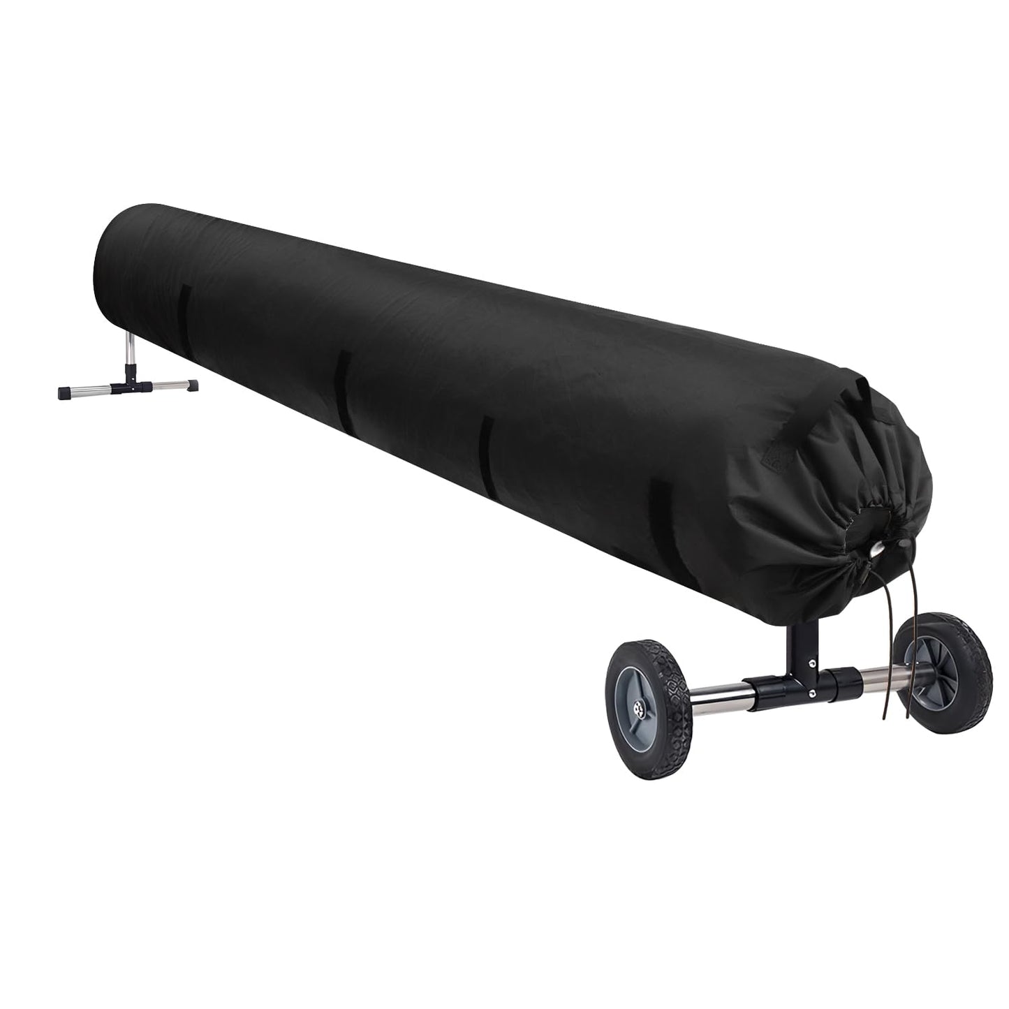 UCEDER Pool Solar Reel Cover with Adjustable Strap, 420D Waterproof Heavy Duty Solar Blanket Protective Cover for Above Ground and Inground Swimming Pool (Black, 16 Ft)