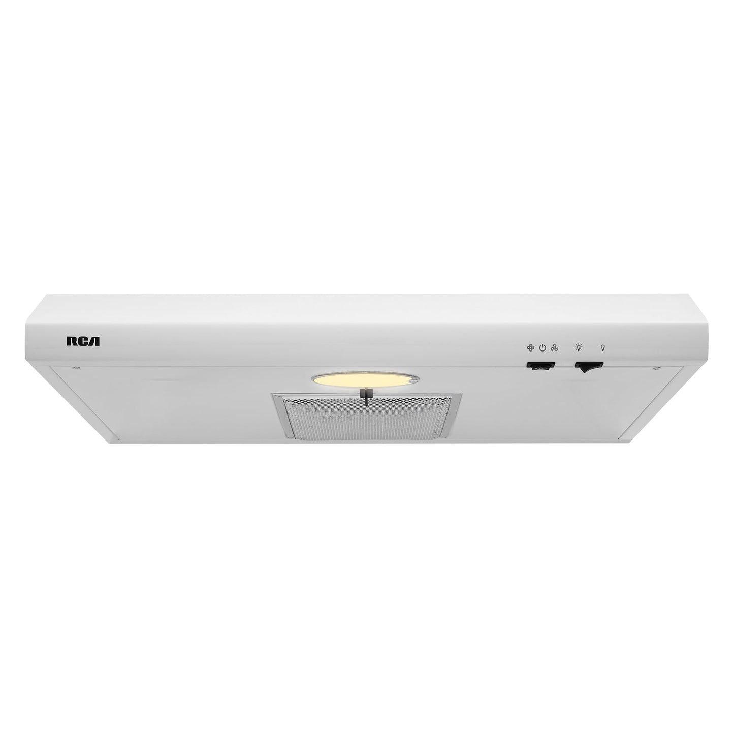 RCA R-RHUCC30SWH 30 in. Century Collection Ductless Under Cabinet Range Hood, Reusable Filter, Rocker Switch, Light, White