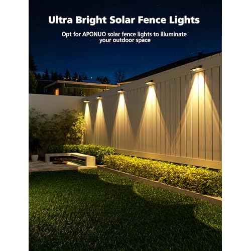 APONUO Solar Fence Lights Outdoor Waterproof, Fence Lights Solar Powered, Warm White Solar Light for Fences, Backyard, Patio, Wall, Deck, Yard (12 Pack, Black)