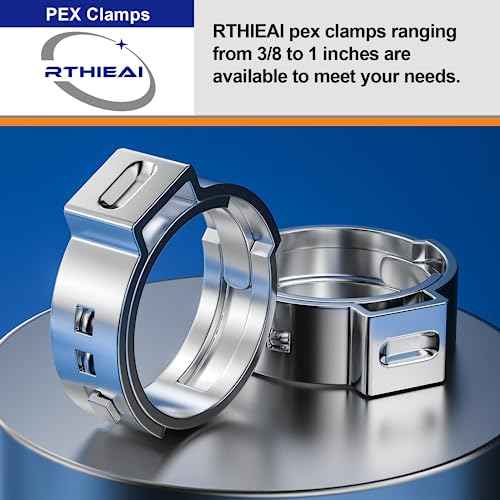 50 PCS 1/2 Inch PEX Cinch Clamp Rings, 304 Stainless Steel Single Ear Hose Clamps for Plumbing and Pipe Fitting Connections, PEX tubing Pipe Fitting by RTHIEAI