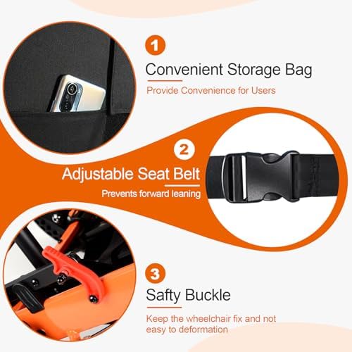 Super Lightweight Portable Transit Travel Wheelchair, Upgraded Folding Transport Wheelchairs (Weight 26.7lbs) for Adults and Seniors, Come with Telescopic Handle and Travel Bag
