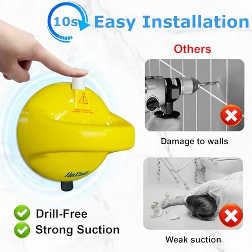 Suction Shower Grab Bars for Bathtubs and Showers, Safety Shower Grab Bars for Seniors, Drill-Free Shower Handle for Bathroom, Grab Bar for Elderly, Post-Surgery, Pregnant, Yellow, 2Pack