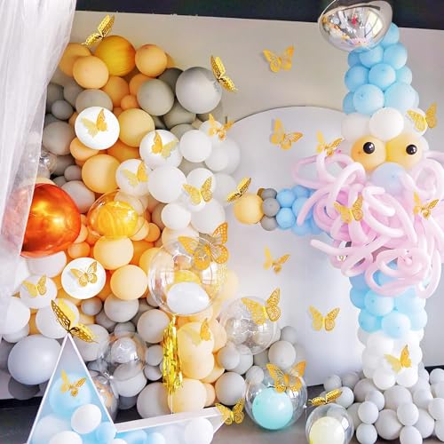 3D Butterfly Stickers for Graduation Caps, Wall Decorations, Birthday Party, Cake Decorations, Arts and Crafts Projects (Gold)