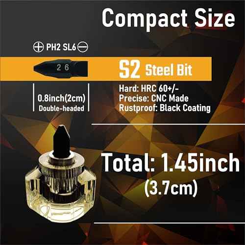 2in1 Short Stubby Mini Screwdriver for tight spots, Cellulose Acetate Fiber Made Handle, Double-headed High Hardness S2 Steel Bits, Exquisite EDC