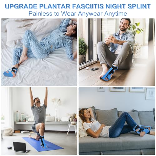 Plantar Fasciitis Night Splint - Upgraded Plantar Fasciitis Relief Braces For Women Men Day Night - Ankle Brace Arch Support Achilles Tendonitis Relief Foot Drop Heel Pain Relief - Breathable