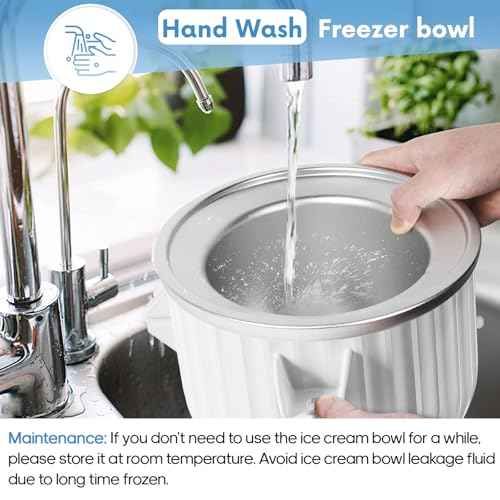 Cofun Ice Cream Maker Attachment for KitchenAid Stand Mixers | 2 Quart Ice Cream Bowl Compatible with 4.5Qt & Larger Mixers | Sorbet & Gelato Maker Accessory, White