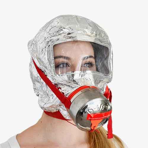 W WILKEN Fire Escape Mask & Hood | 30-Min Respirator for Smoke & Carbon Monoxide | Single-Use Emergency Protection