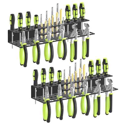 Screwdriver Holder Wall Mount,Heavy Duty Metal Utility Bit Organizer for Screw driver Pliers Drill Bits Small Tools,Screwdriver Organizer Suitable Garages Homes Workshops Sheds (54 holes 2pc)