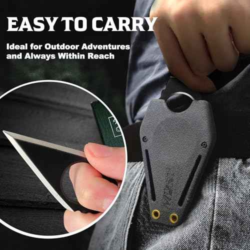 Neck Knife with Sheath Camping Fixed-Blade Knives Full Tang Knife EDC Knife for Men, Black