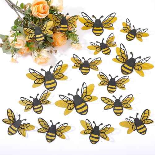 24PCS 3D Bee Stickers Removable Mural Decals Bumble Bee Stickers Honey Party Wall Decor Crafts Embellishments Cute Sticky Birthday Party Decorations