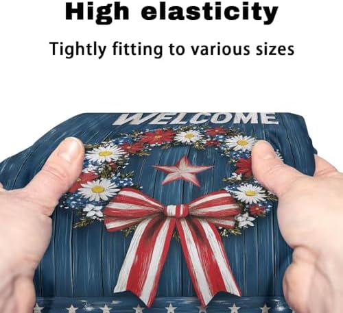 Seat Cover for Walkers for Seniors American Flag Wreath Walker Seat Covers for Ladies Men Rollator Accessories for Seniors Independence Day Rollator Walker Seat and Backrest Covers Gifts