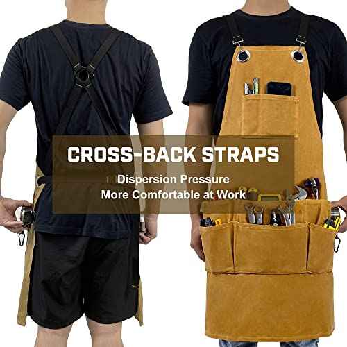 Woodworking Apron for Men Canvas Work Shop Aprons Waterproof with Tool Pockets for Woodworkers Carpenters