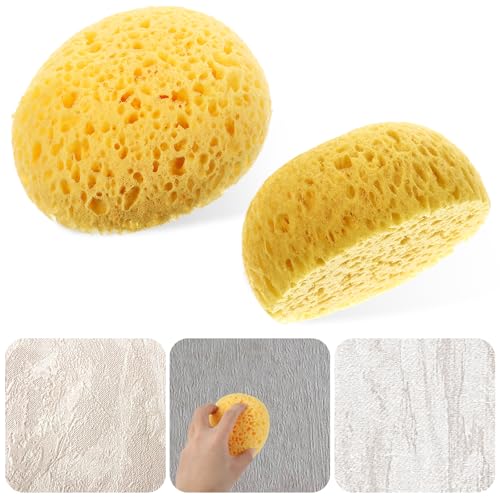 2Pcs Texture Sponges, Sponge for Patch/Repair Ceiling Drywall Wall, Round Clay Sponges for Pottery, DIY Painting Ceiling Wall Texture