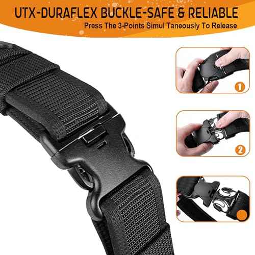 MOZETO Tool Belt, Dual Quick-Release 26 Pockets Electrician Belts for Men, Heavy Duty Construction Carpenter Tool Belts (36"-42")