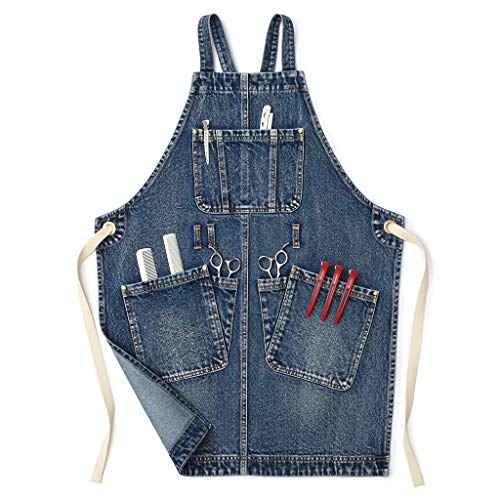 Jeanerlor Work Jean Apron for Women and Men Adjustable S-XXL (Denim Blue)