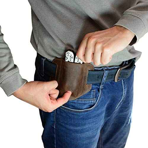 Hide & Drink, Multi-Tool Holder for Belt, Tool Holster for Waist, Pocket Knife Set Case, Outdoor Accessories, Full Grain Leather, Handmade