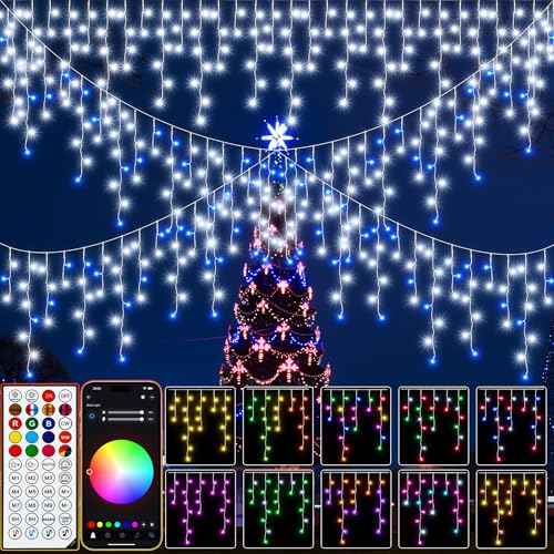 40+ Modes Smart Icicle Lights for Outside - 65.6Ft App Controlled Super Xtras 16 Million Color Changing Icicle Christmas Lights Outdoor Indoor Dimmable Timer Remote Waterproof