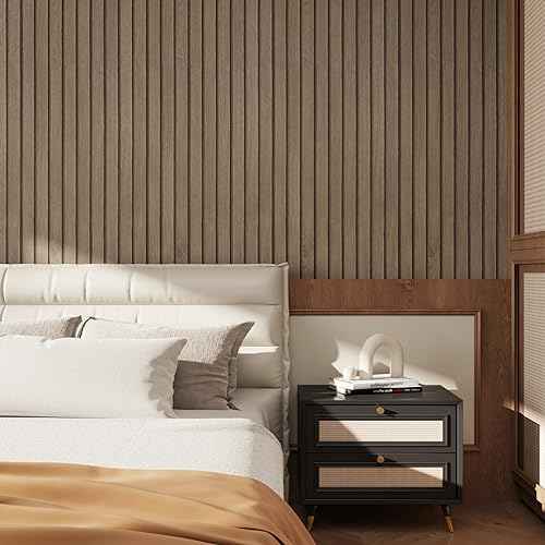 CRE8TIVE Brown Wood Slat Wallpaper Peel and Stick 12"x80" Natural Wood Grain Contact Paper Waterproof Self Adhesive Wooded Stripe Wood Panel Look Wallpaper Vinyl Wrap for Kitchen Countertops Cabinets
