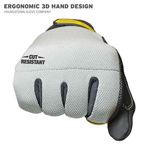 Youngstown Glove Cut Resistant General Utility Synthetic Work Gloves For Men - Kevlar Lined - Gray, X-Large