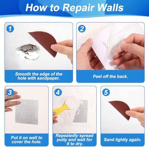 Drywall Repair Kit, Drywall Patch Repair Kit with 8.8OZ White Wall Repair Putty, Scraper Sandpapers Gloves for Heavy Duty Plaster Wall Repair, Easy to Fill Holes in Home Wall & Quick Repair Crack