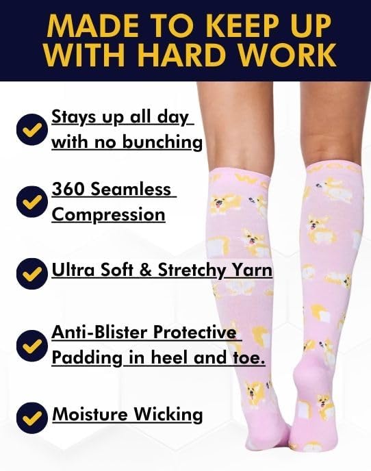 Compression Socks for Women & Men Circulation - 15-20 mmHg Compression Socks - Best Support for Nurses, Running, Athletic