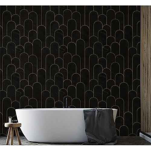 Peel and Stick Wallpaper Black Wallpaper Marble Pattern Removable Black Geometric Contact Paper Waterproof Self-Adhesive Black Wallpaper for Wall Cabinets Countertops Covering Viny Film 118"x17.3"