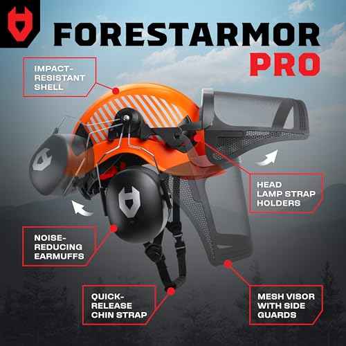 NoCry ANSI Z89.1 Rated Arborist Helmet ? Chainsaw Helmet with Face Shield and Ear Muffs ? Adjustable Hard Hat with Adaptive Ventilation; Impact-Resistant Mesh Face Shield for Forestry with Side Guards